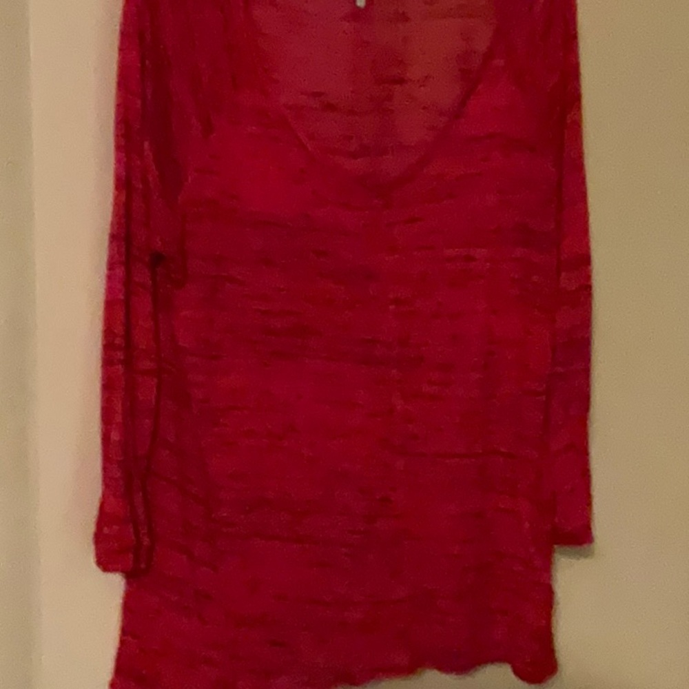 Calvin Klein jean log sleeve sheer top